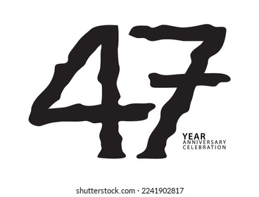 47 year anniversary celebration black color logotype vector, 47 number design, 47th Birthday invitation, logo number design vector illustration, graphic element, calligraphy font, typography logo