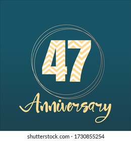 Celebración del 47 aniversario, diseño vectorial para celebraciones, tarjetas de invitación y tarjetas de felicitación