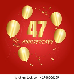 Celebración del 47 aniversario, diseño vectorial para celebraciones, tarjetas de invitación y tarjetas de felicitación