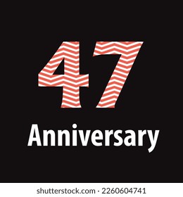 Celebración del 47 aniversario, diseño vectorial para celebraciones, tarjetas de invitación y tarjetas de felicitación