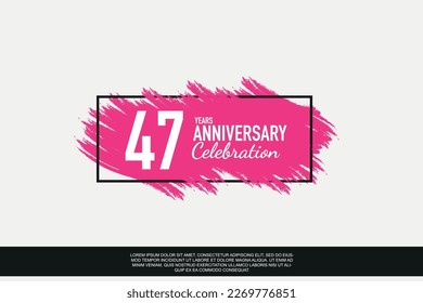 47 year anniversary celebration vector pink design in black frame on white background abstract illustration logo	