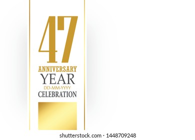 47 year anniversary, minimalist logo, greeting card. Birthday invitation. 47 year sign. Red space vector illustration on white background - Vector