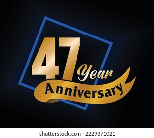 47 Year Anniversary ordinal number Counting vector art illustration in stunning font on gold color on black background