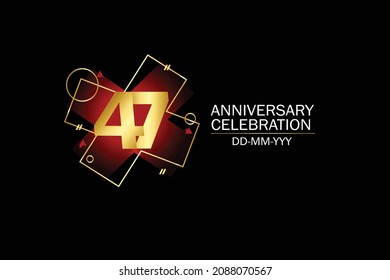 47 year anniversary red color, minimalist logo years, jubilee, greeting card. invitation on Grey background - Vector