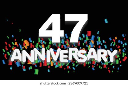 47 year anniversary vector banner template. paper banner with color confetti. Vector illustration.