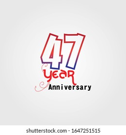 47 Year Anniversary Vector Template Design Illustration
