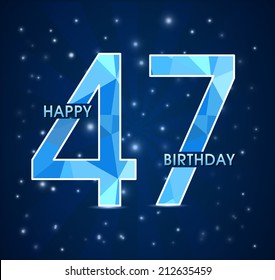 47 year birthday celebration label, 47th anniversary decorative polygon emblem - vector illustration