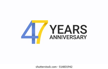 47 Years Anniversary, Birthday Symbols and Signs using  Flat and Simple Vector Design. Template Logo Celebration Isolated on White Background