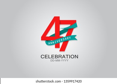 47 years anniversary blue ribbon celebration logotype. anniversary logo with Red text and Spark light white color isolated on black background, vector design for celebration, invitation - vector