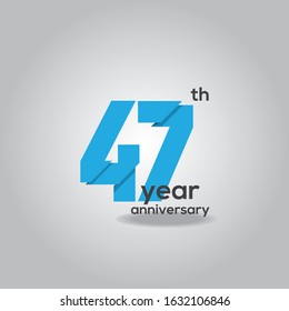 47 Years Anniversary Celebration Blue and White Vector Template Design Illustration