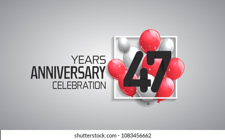 47 years anniversary celebration for company with balloons in square isolated on white background 