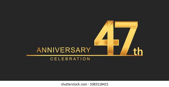 47 years anniversary celebration with elegant golden color isolated on black background, design for anniversary celebration.
