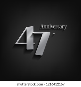 47 years anniversary  celebration. Anniversary logo elegance number and 3D style color and shadow isolated on black background, vector design for celebration, invitation card, and greeting card