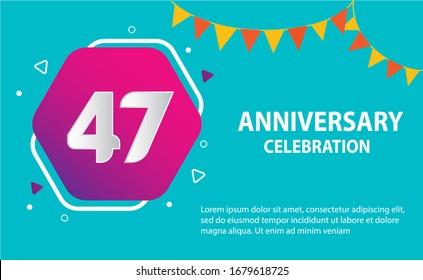 Diseño de plantillas vectoriales de logo de celebración de 47 años