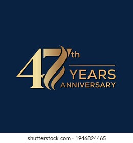 47 Years Anniversary Celebration. Anniversary logo and elegance golden color isolated on black background, vector design