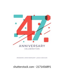 47 years anniversary celebration logo design template vector