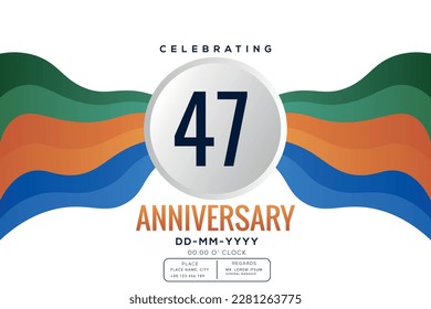 47 years anniversary celebration logo template isolated on white background abstract colorful ribbon vector design