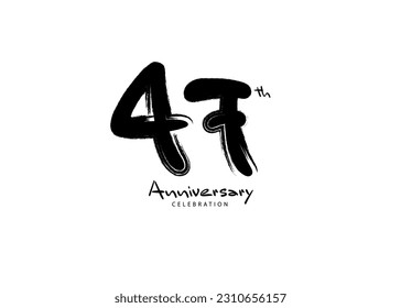 47 Years Anniversary Celebration logo black paintbrush vector, 47 number logo design, 47th Birthday Logo, happy Anniversary, Vector Anniversary For Celebration, poster, Invitation Card