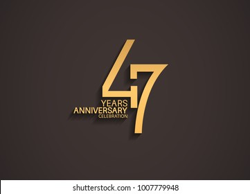 47 years anniversary celebration logotype with elegant gold color for celebration