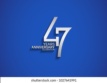 47 years anniversary celebration logotype with silver color isolated on blue background