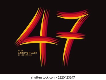 47 years anniversary celebration logotype red line vector, 47th birthday logo, 47 number design, Banner template, logo number elements for invitation card, poster, t-shirt.