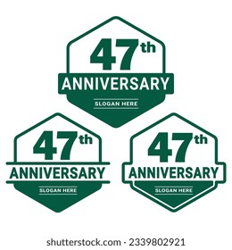 47 years anniversary celebration logotype. 47th anniversary logo collection. Set of anniversary design template. Vector and illustration.