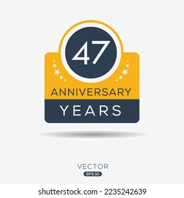 47 years anniversary celebration template, Vector illustration.