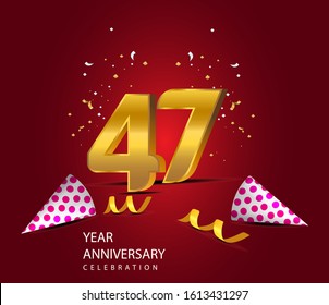47 Years Anniversary Celebration Vector Template Design Illustration