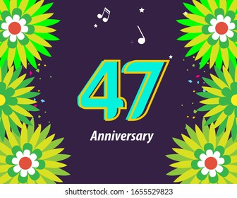 47 Years Anniversary Celebration Vector Template Design Illustration