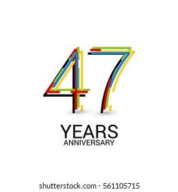 47 Years Anniversary Colorful Logo Celebration Isolated on White Background