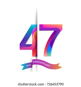 47 Years Anniversary with colorful stylized number. Applicable for brochure, flyer, Posters, web and Banner Designs. Vector illustration.