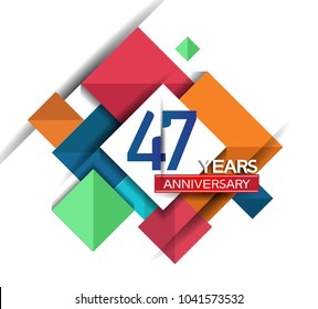 47 years anniversary design colorful square style isolated on white background for celebration