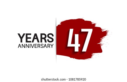 47 years anniversary design with red brush  isolated on white background for company celebration event