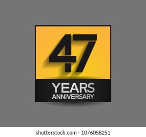 47 years anniversary design square style yellow and black color isolated on gray background for celebration event
