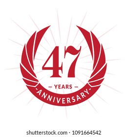 47 years anniversary. Elegant anniversary design. 47 years logo.