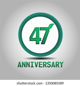 47 years Anniversary with go green design. Simple design with leave on second number. Green font and circle. My all design can see in my portofolio