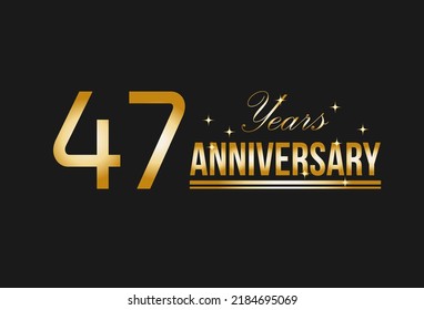 47 years anniversary gold glitter. Decorative element for postcards, banners, posters, greetings and birthday.