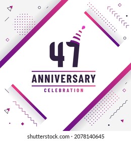 47 years anniversary greetings card, 47 anniversary celebration background free colorful vector.