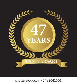 47 years anniversary icon with laurel wreath. Vector illustration.