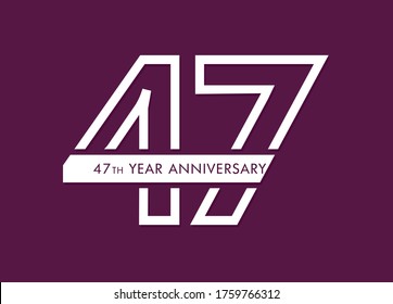 47 years anniversary image vector, 47th anniversary celebration logotype 