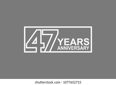 47 years anniversary line style white color in square isolated on gray color for celebration 