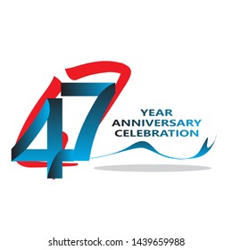 47 years anniversary linked logotype with red color isolated on white background for company celebration event