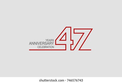 47 years anniversary linked logotype with red color isolated on white background for company celebration event