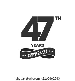 47 years anniversary logo with black color for booklet, leaflet, magazine, brochure poster, banner, web, invitation or greeting card. Vector illustrations.