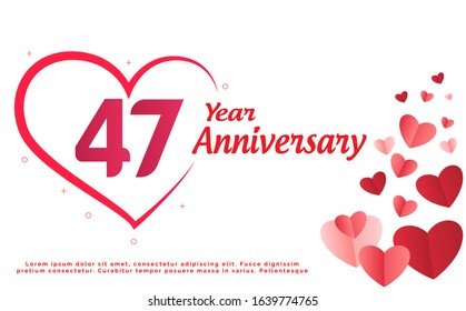 47 Years Anniversary Logo Celebration With Love for celebration event, birthday, wedding, greeting card, and invitation