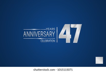 47 years anniversary logo with elegance silver color isolated on blue background for celebration event