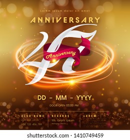 47 years anniversary logo template on golden Abstract futuristic space background. 47th modern technology design celebrating numbers with Hi-tech network digital technology concept design elements.