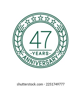 47 years anniversary logo template. 47th line art vector and illustration.