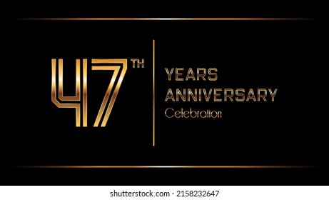 47 Years Anniversary logotype. Anniversary celebration template design for booklet, leaflet, magazine, brochure poster, banner, web, invitation or greeting card. Vector illustrations.