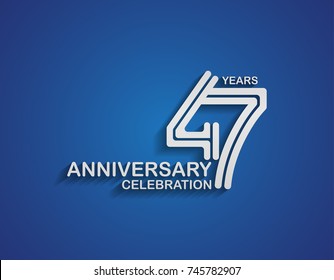 47 years anniversary logotype linked line number with silver color for celebration event isolated on blue background